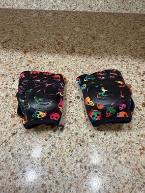 weight lifting Skull Print Fingerless Gloves - Black Multicolor